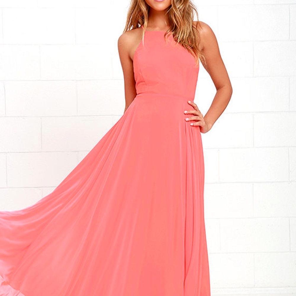 MYTHICAL KIND OF LOVE CORAL PINK MAXI DRESS